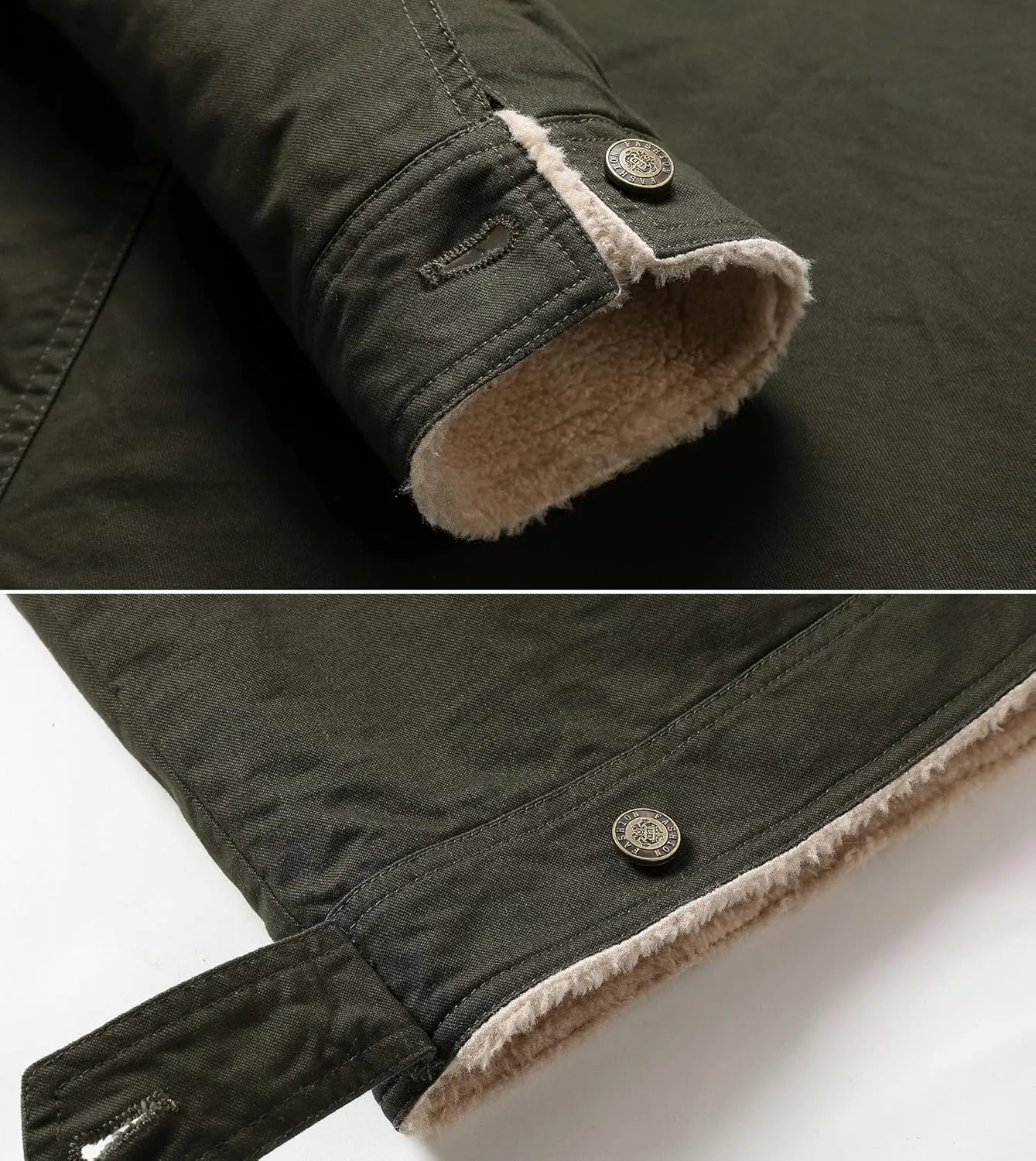 Men's Winter Sherpa Lined Fleece Military Cargo Jacket Cotton Outerwear Jacket Coat