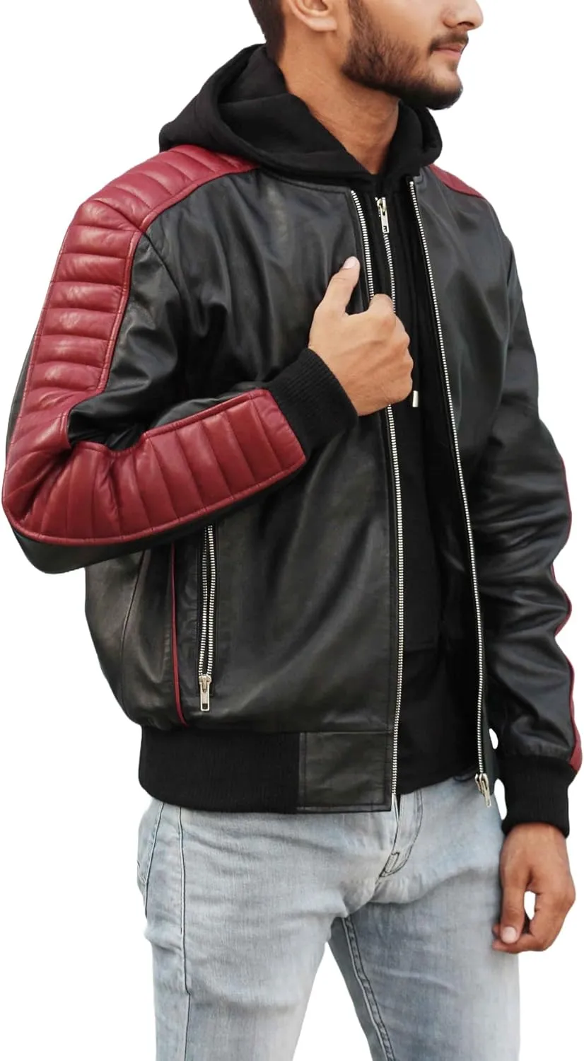 Miami The Fall Ryan Gosling Guy 2024 Vice Stunt Team Leather Bomber Jacket, Detachable Hood