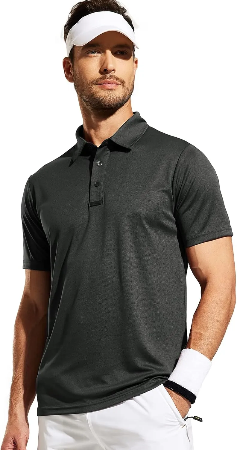 MIER Men's Quick Dry Polo Shirts Polyester Casual Collared Tennis Shirts, Moisture-Wicking, Short Sleeve