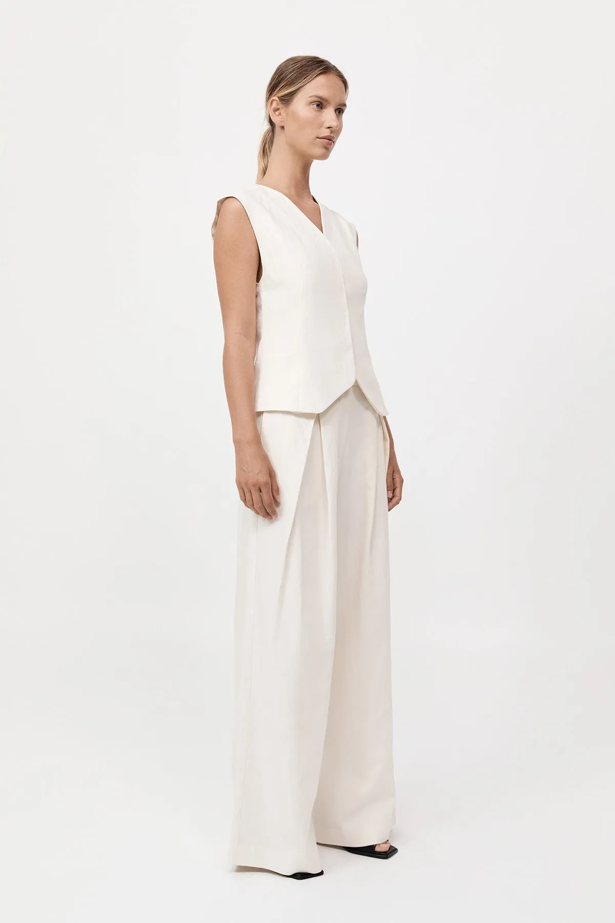 Minimal Fold Trousers, Ivory