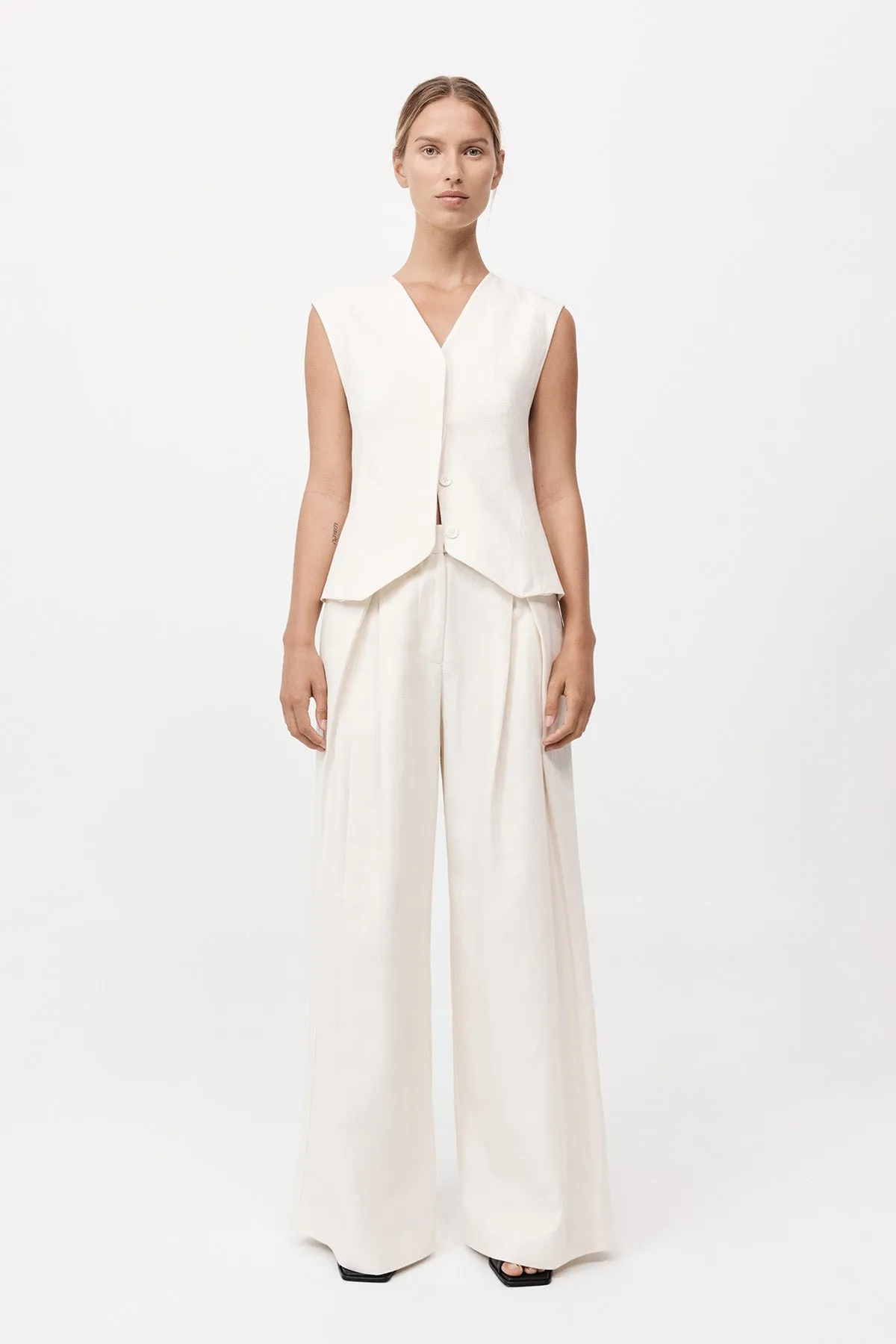 Minimal Fold Trousers, Ivory
