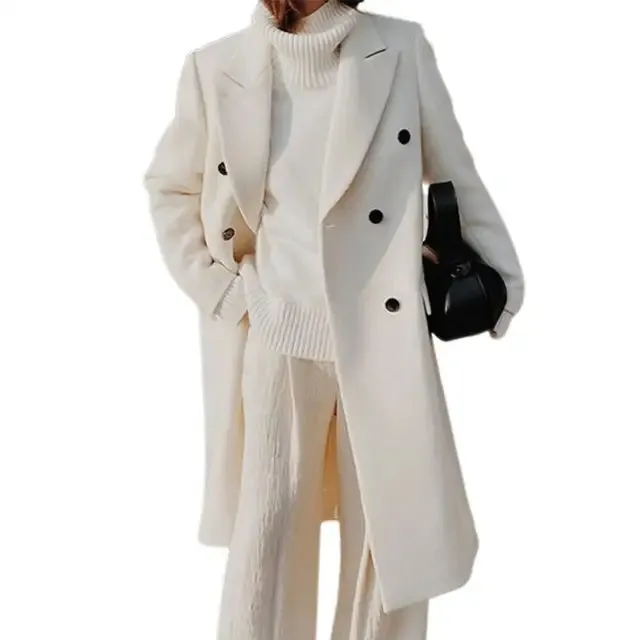 Mirae |  Elegant Woolen Coat for Women – Classic Long Sleeve Warm Winter Outerwear