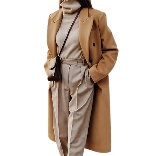 Mirae |  Elegant Woolen Coat for Women – Classic Long Sleeve Warm Winter Outerwear