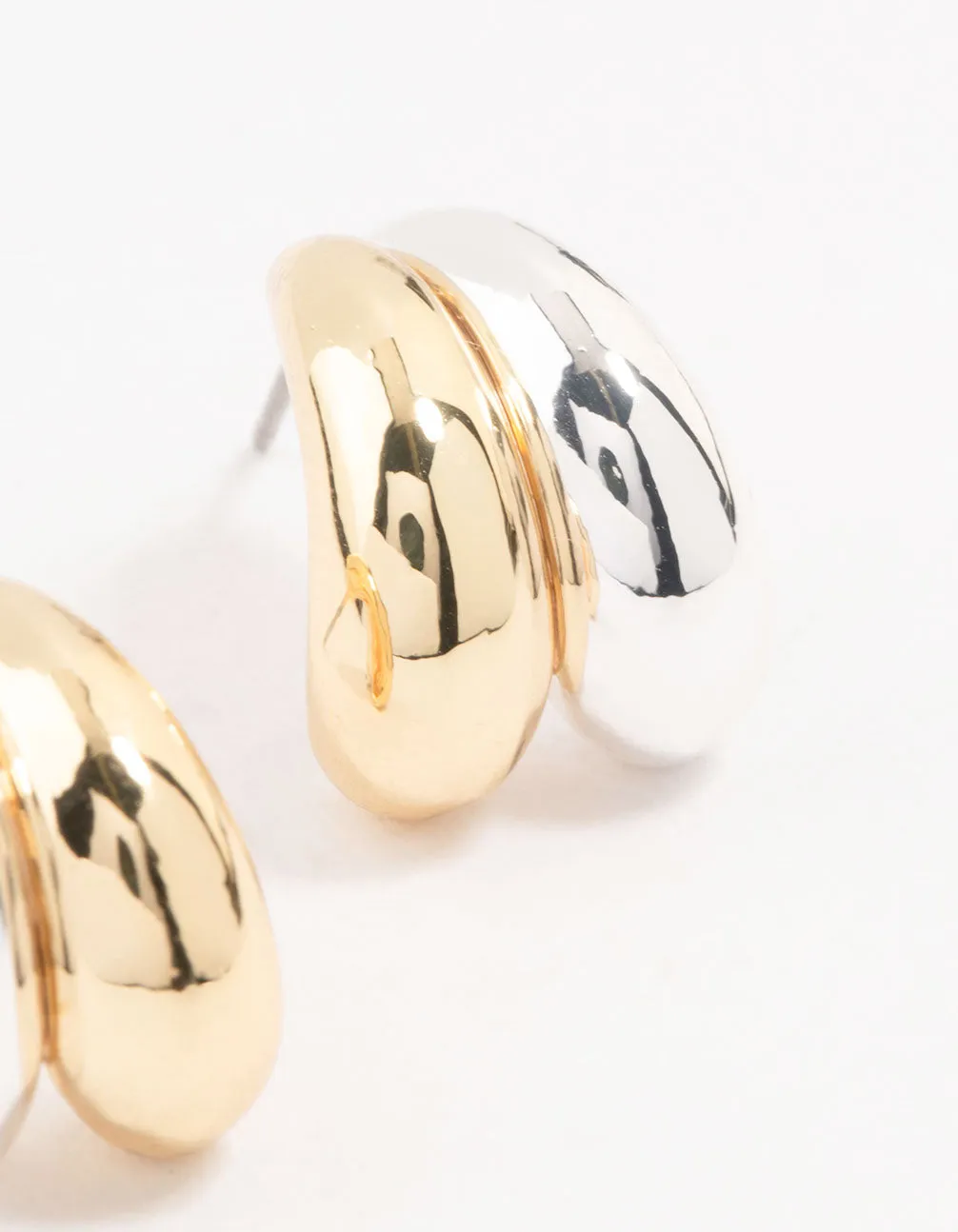 Mixed Metals Double Bubble Hoop Earrings