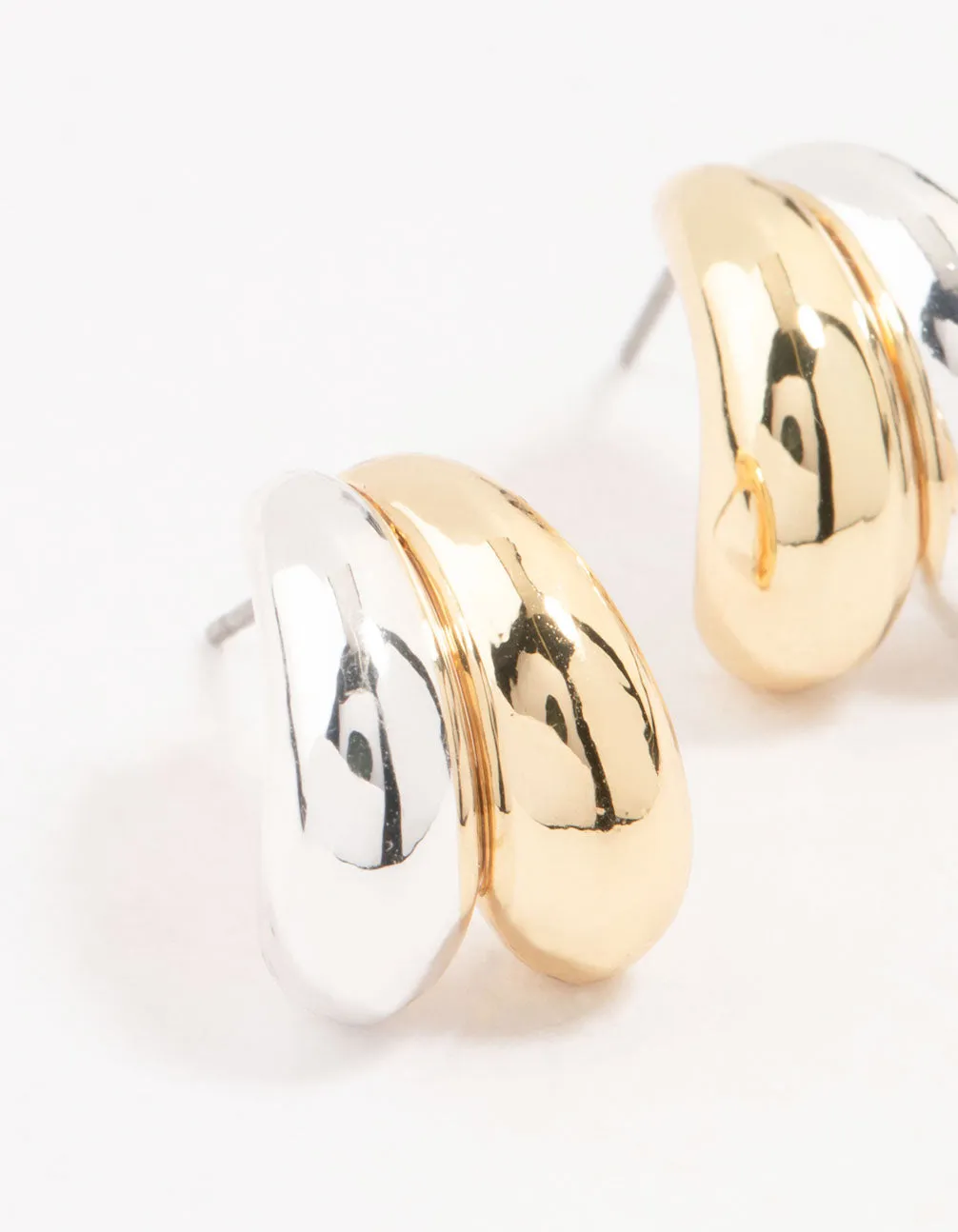 Mixed Metals Double Bubble Hoop Earrings