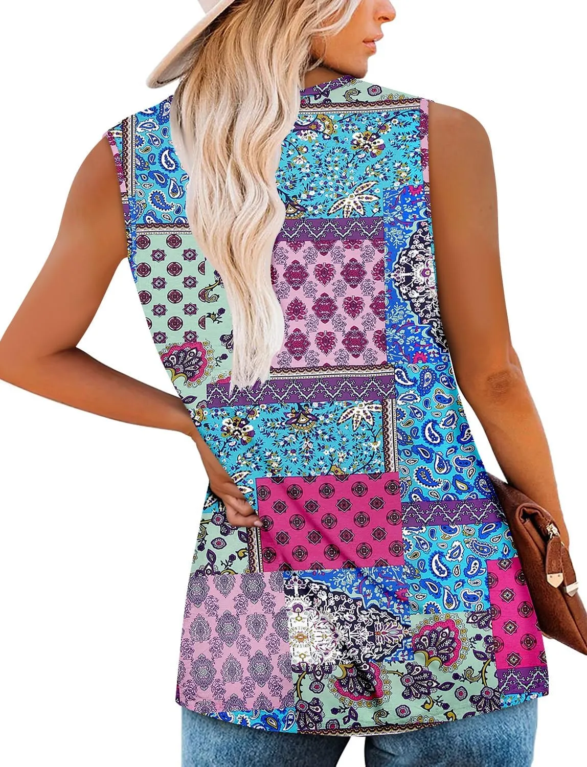 MODARANI Casual Summer Shirts for Women Flowy Tunic Tops Fit and Flare Floral Blouses