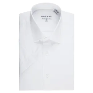 Modena Men's Slim Fit Short Sleeve Cotton Blend Solid Dress Shirt - CLEARANCE - FINAL SALE