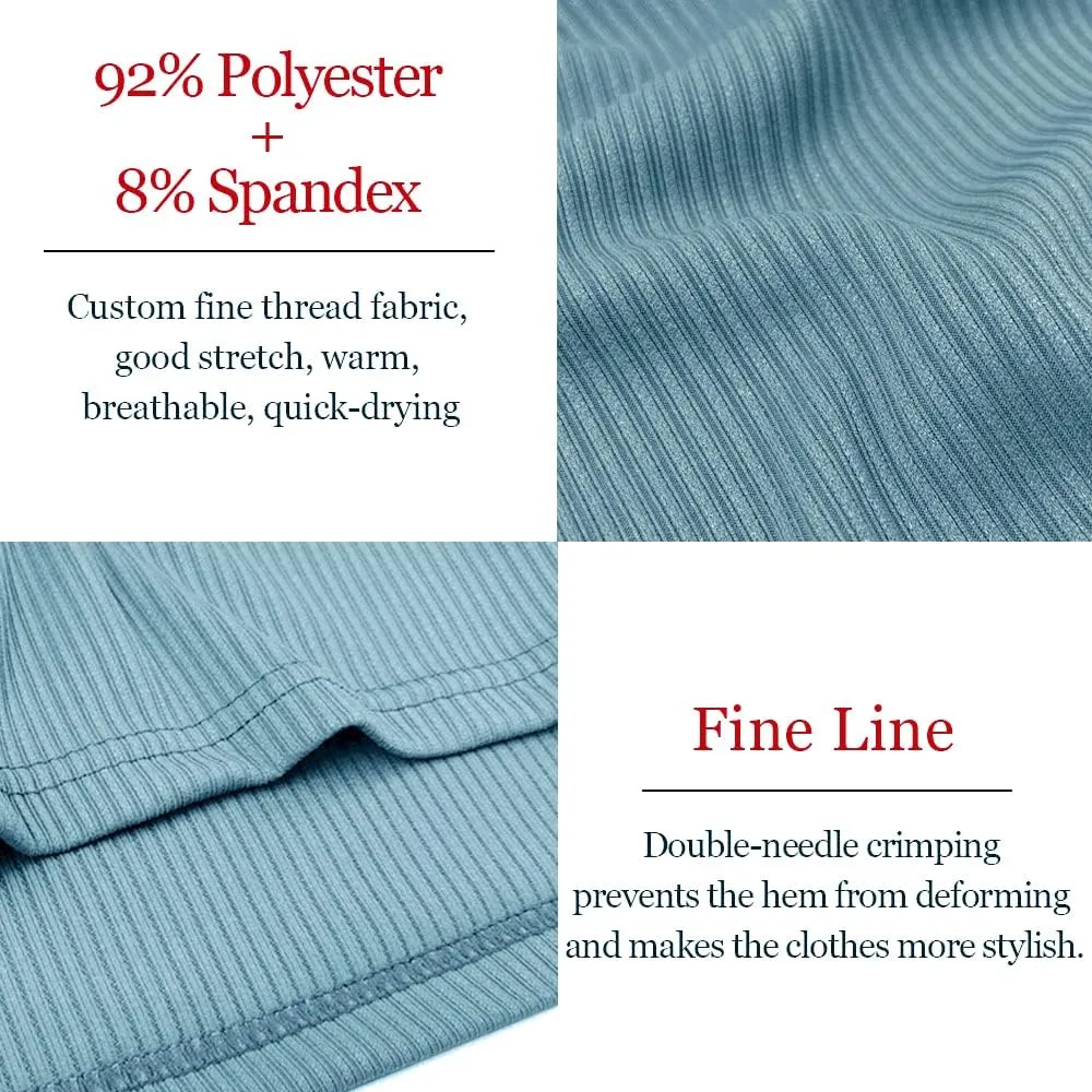 Muscle Cmdr Men's Slim Fit Muscle Polo Shirts Long&Short Sleeve Stretch Quick Dry Tee Casual Golf Athletic T-Shirts