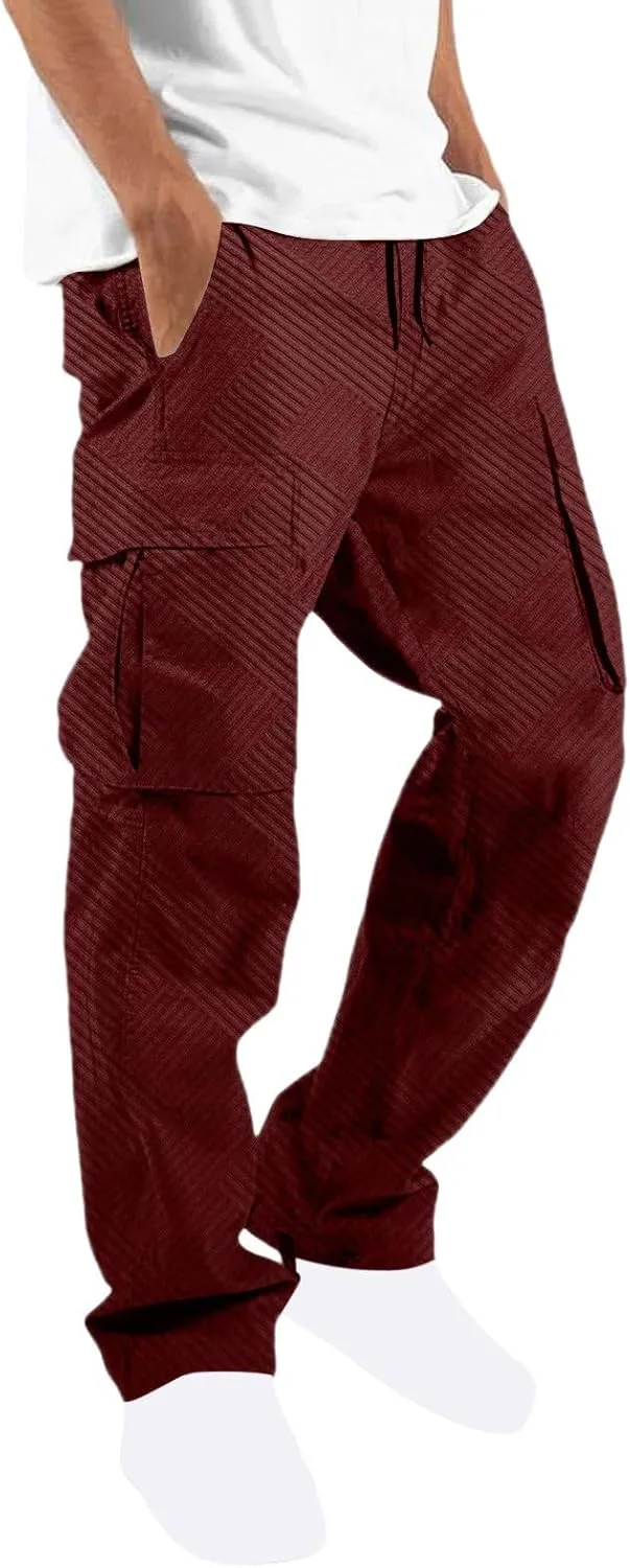 Muscularfit Cargo Pant for Men Big and Tall Casual Athletic Jogger Sport Outdoor Trousers Relaxed Fit Multi Pockets Sweatpant