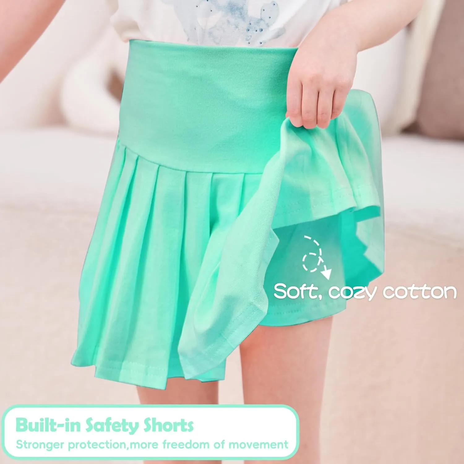 Neutocd Toddler Baby Girls Skirts Skorts Elastic High Waist Plain Pleated Skirts for Girls Running Sports Tennis Skater Skirt