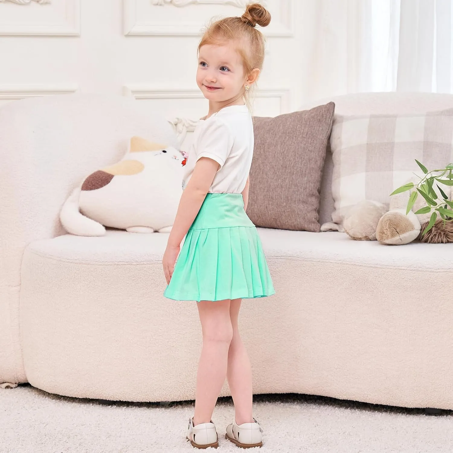 Neutocd Toddler Baby Girls Skirts Skorts Elastic High Waist Plain Pleated Skirts for Girls Running Sports Tennis Skater Skirt