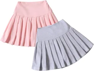 Neutocd Toddler Baby Girls Skirts Skorts Elastic High Waist Plain Pleated Skirts for Girls Running Sports Tennis Skater Skirt