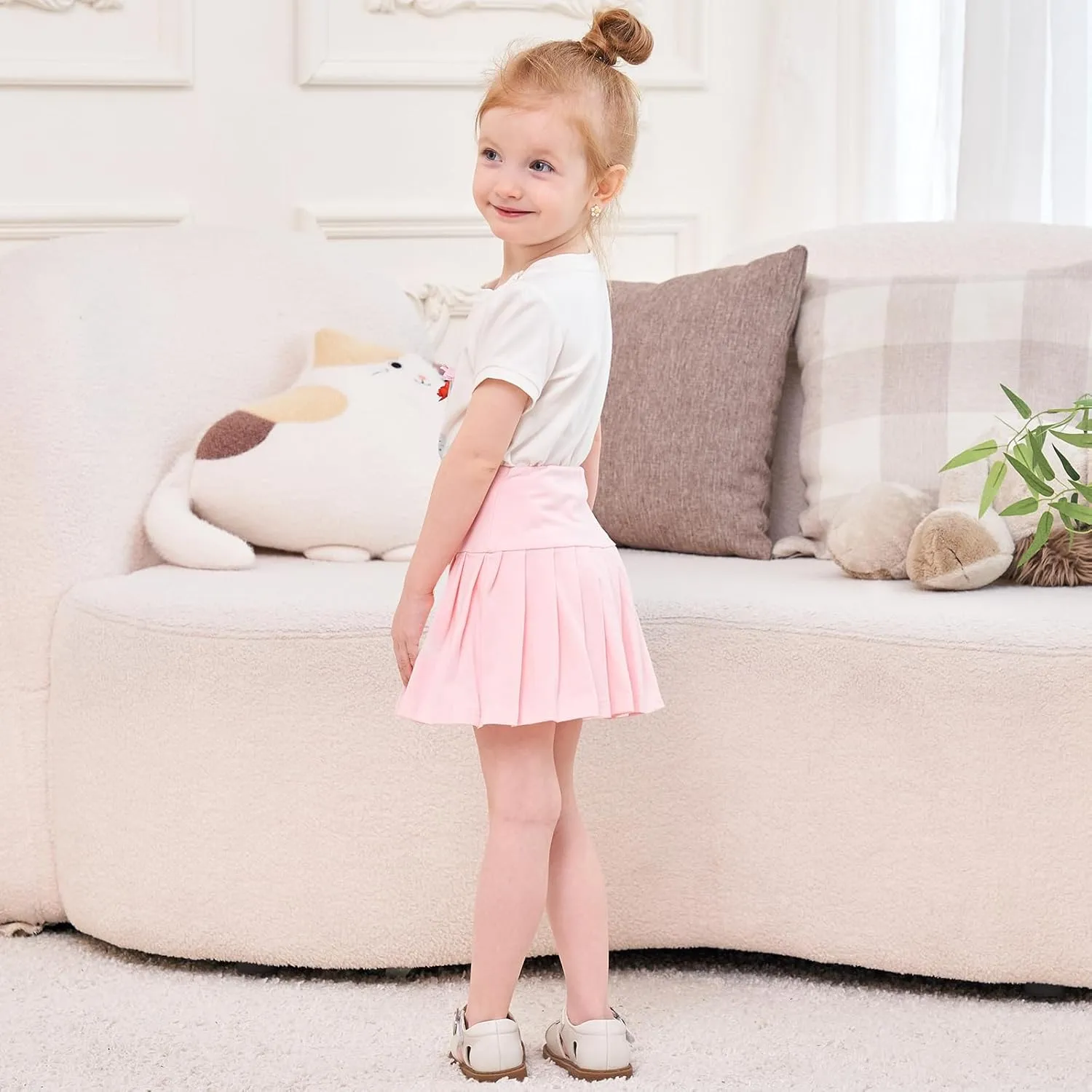 Neutocd Toddler Baby Girls Skirts Skorts Elastic High Waist Plain Pleated Skirts for Girls Running Sports Tennis Skater Skirt