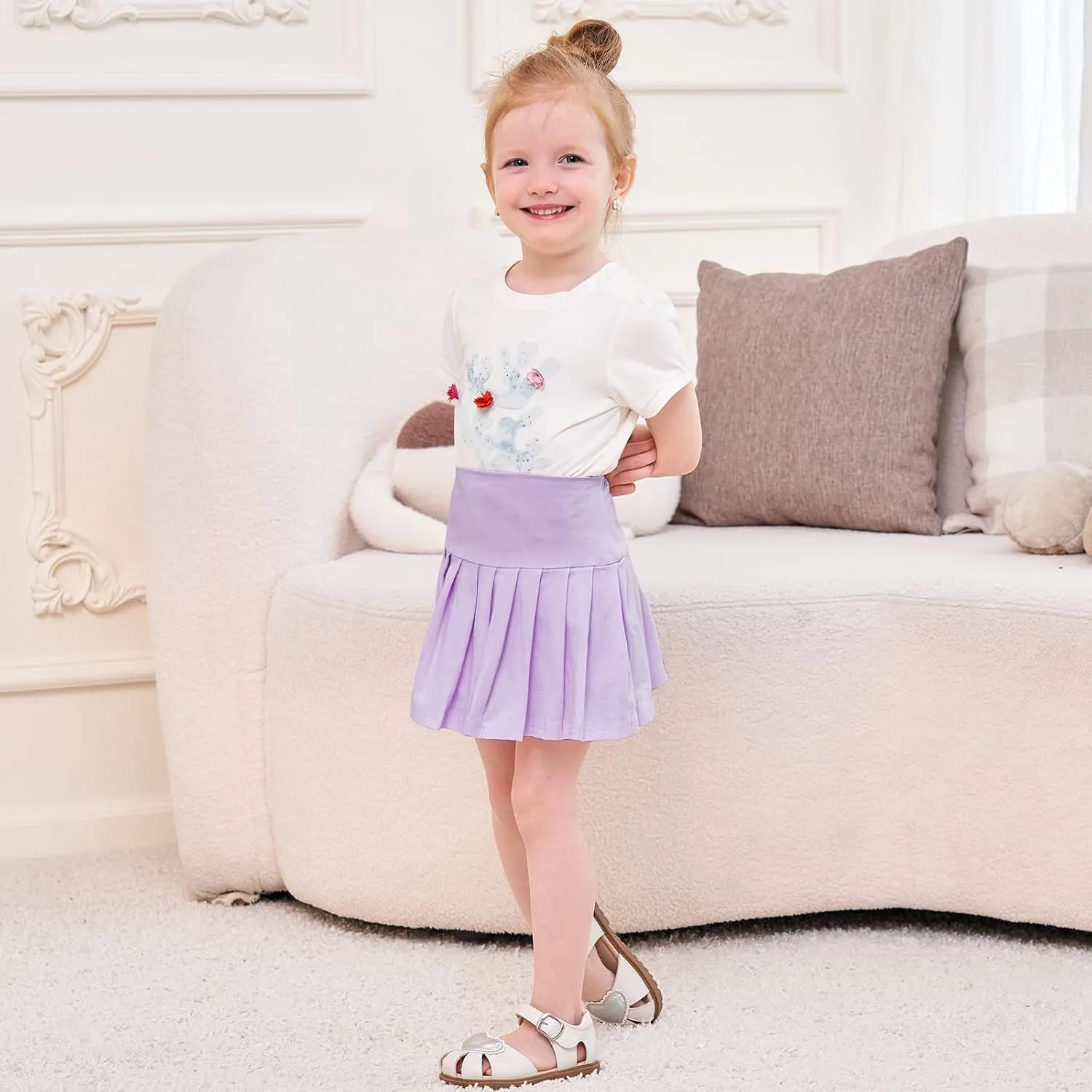 Neutocd Toddler Baby Girls Skirts Skorts Elastic High Waist Plain Pleated Skirts for Girls Running Sports Tennis Skater Skirt