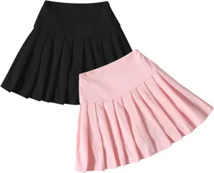 Neutocd Toddler Baby Girls Skirts Skorts Elastic High Waist Plain Pleated Skirts for Girls Running Sports Tennis Skater Skirt