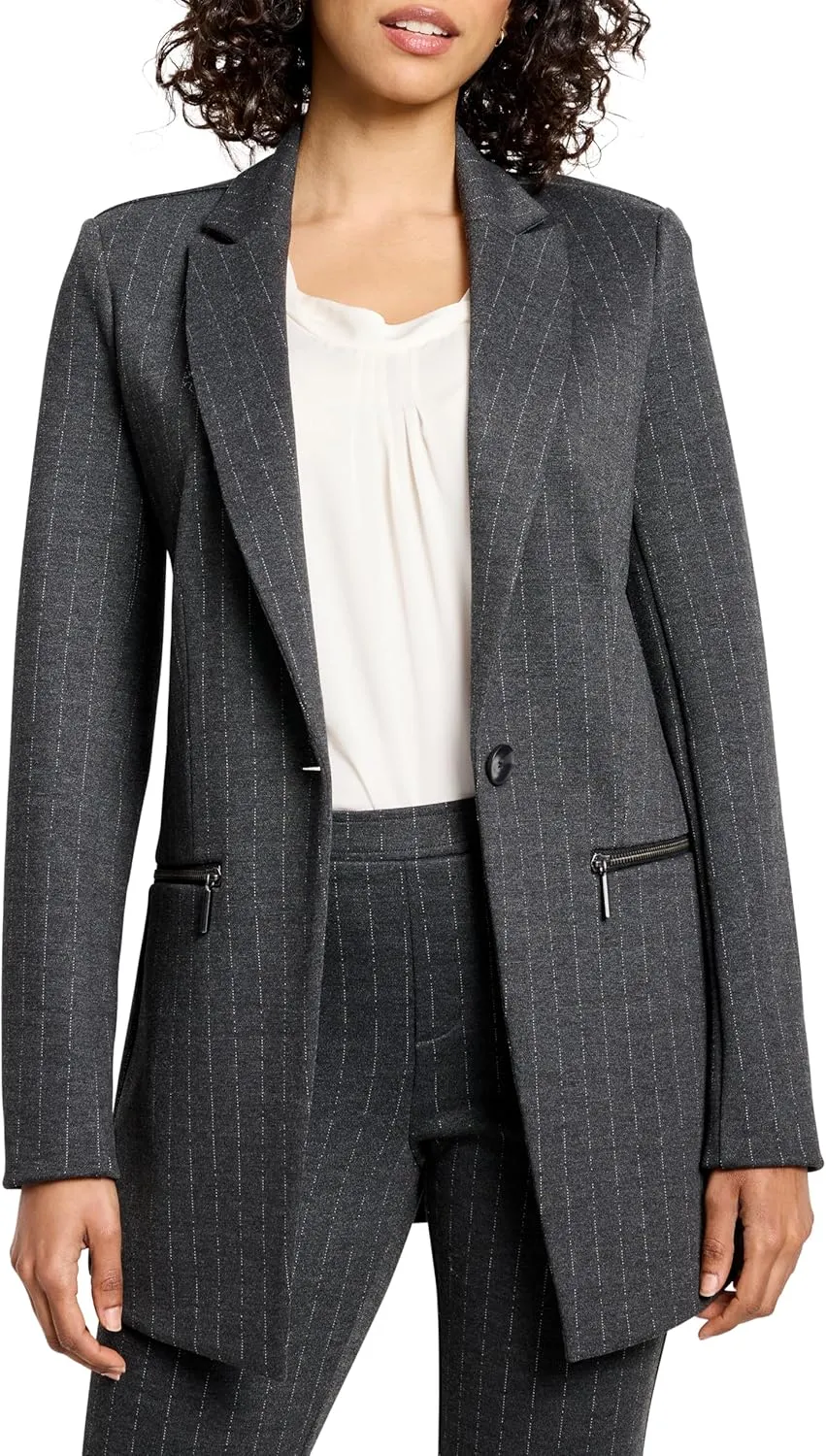 NIC ZOE Women's Pinstripe Ponte Zip Jacket