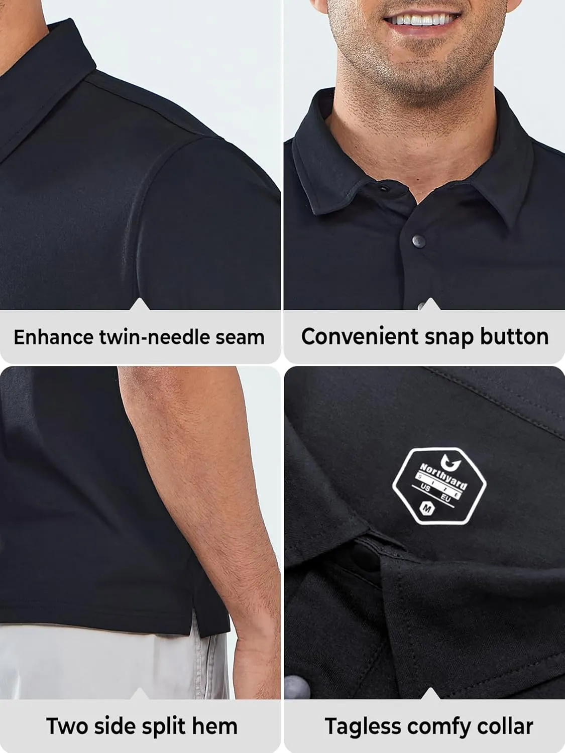 NORTHYARD Men's Polo Shirts Short Sleeve Golf Shirts Moisture Wicking Quick Dry Collared Outdoor Work Tennis Polos