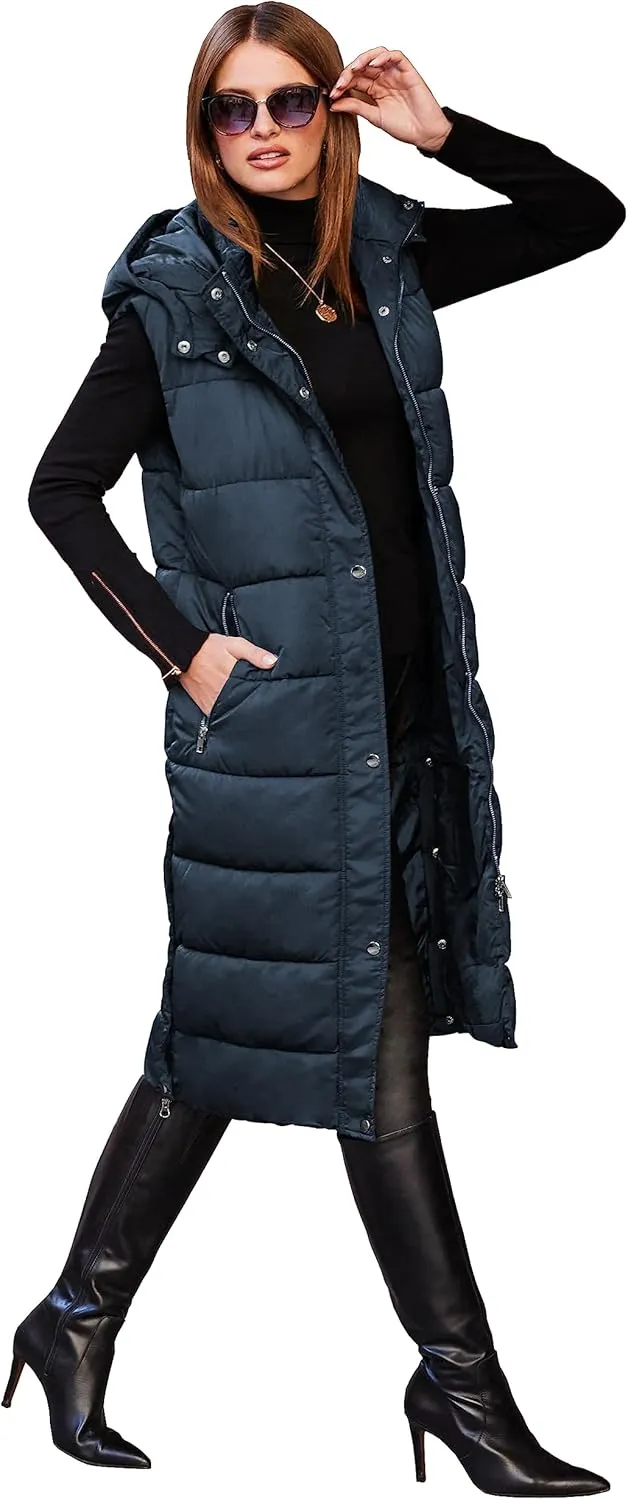 NUTEXROL Women's Winter Puffer Quilted Long Vest Thicken Warm Down Sleeveless Jackets Coat