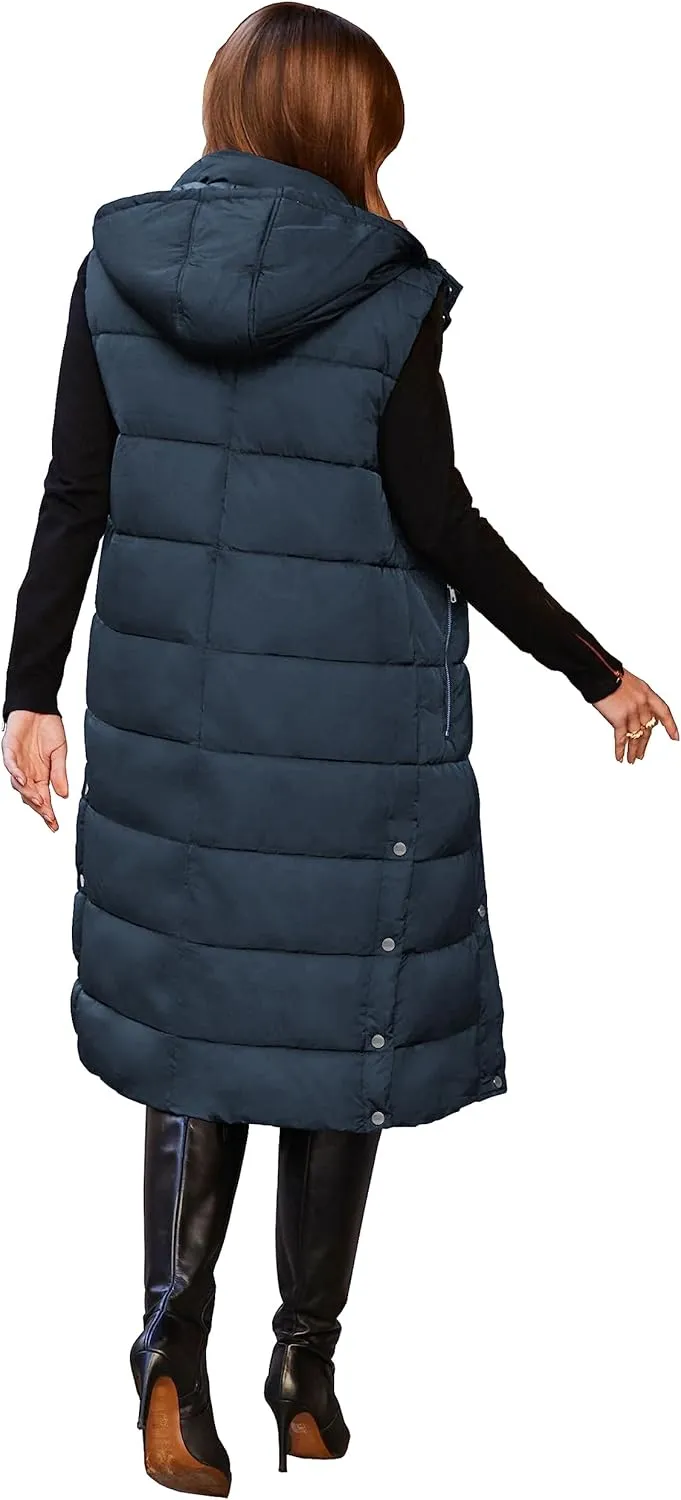 NUTEXROL Women's Winter Puffer Quilted Long Vest Thicken Warm Down Sleeveless Jackets Coat