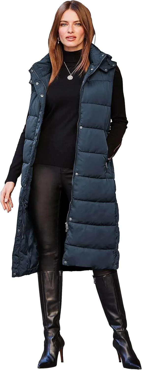 NUTEXROL Women's Winter Puffer Quilted Long Vest Thicken Warm Down Sleeveless Jackets Coat