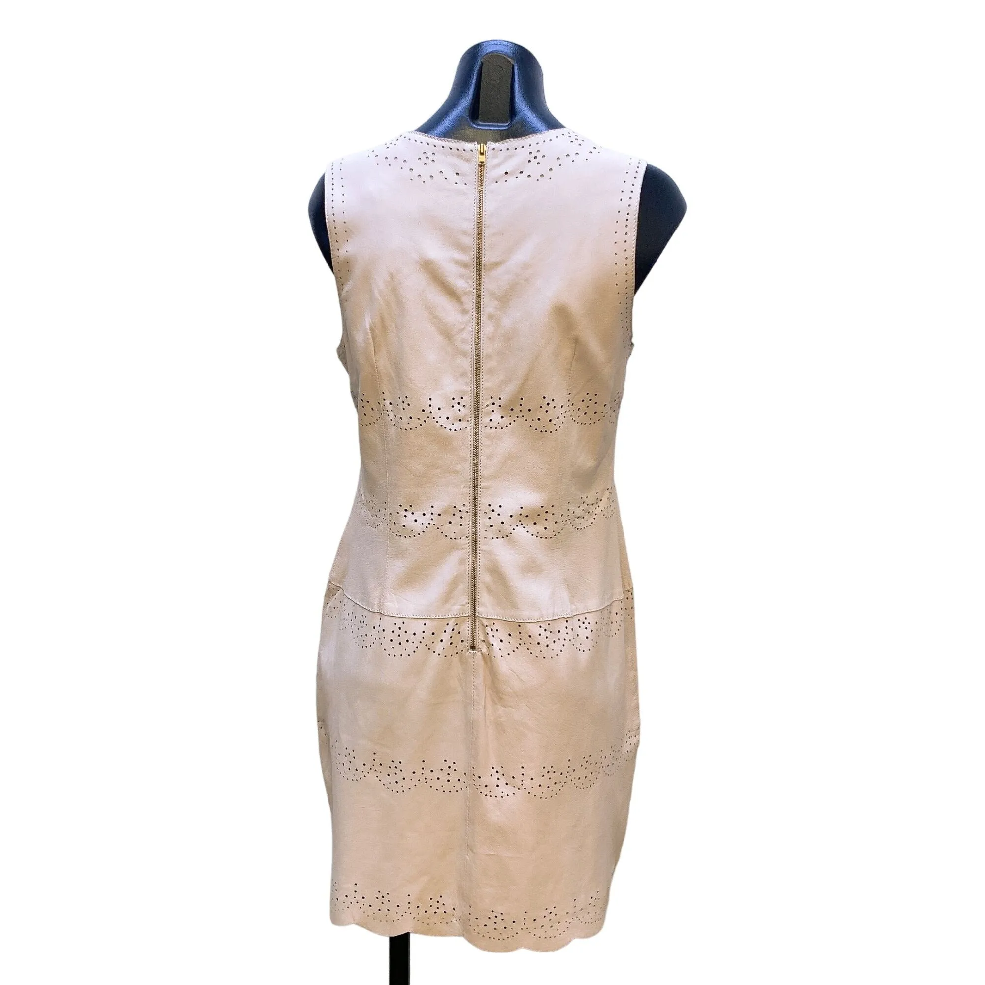 NWT French Connection Genuine Leather Pavlova Dress10 Beige