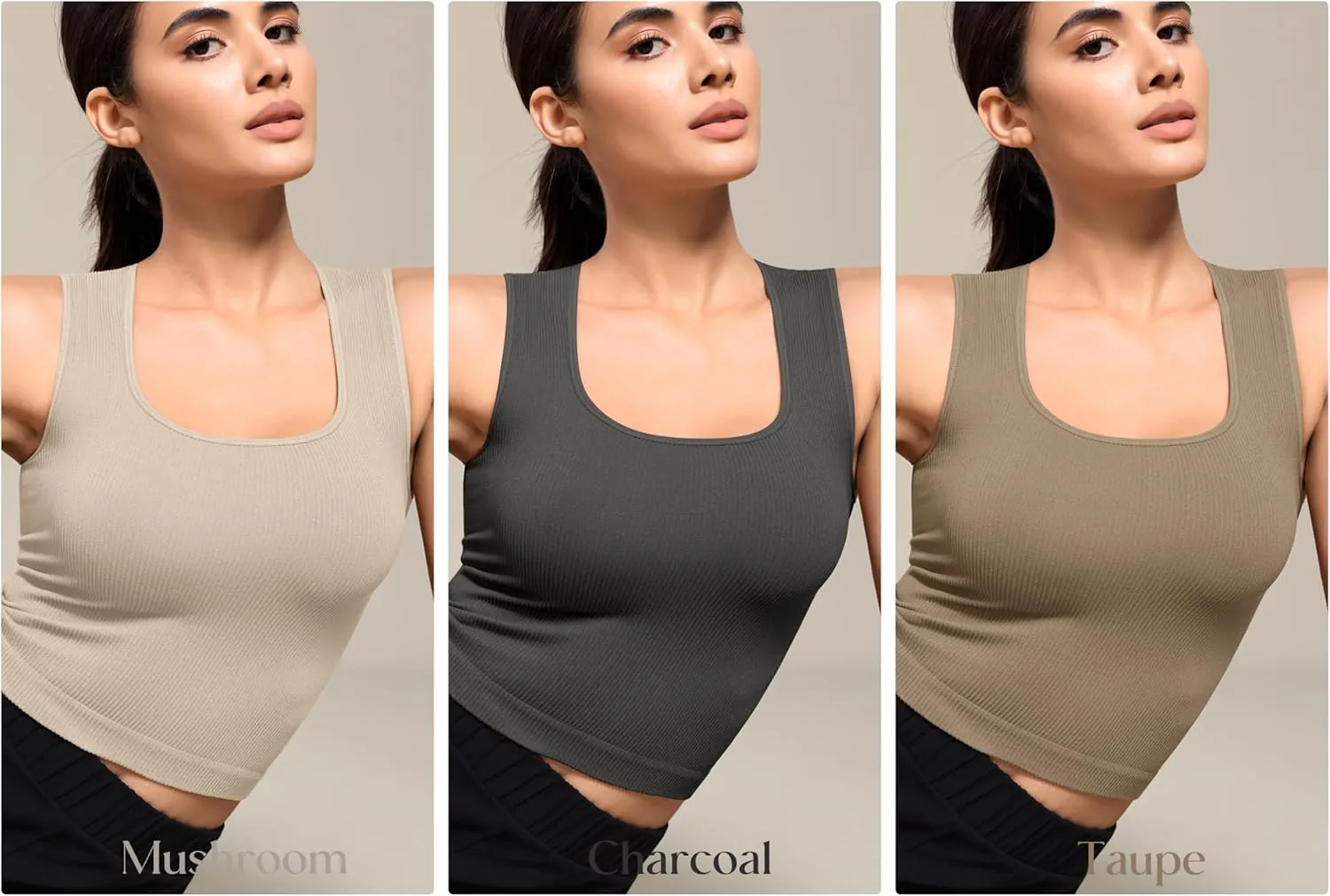 ODODOS Seamless Square Neck Tank for Women Ribbed Soft Sleeveless Longline Crop Tops
