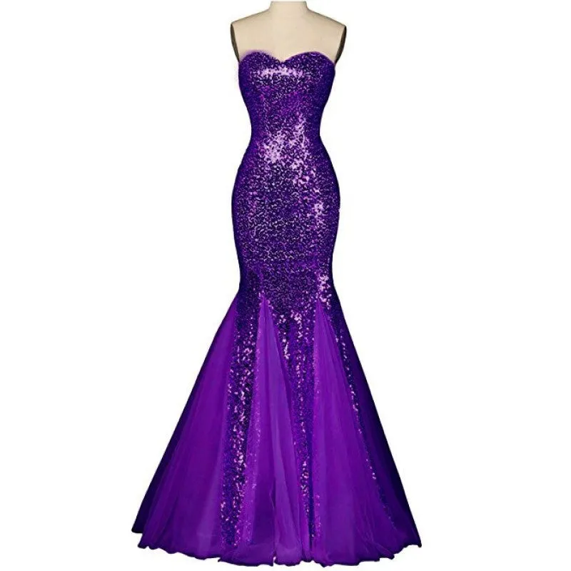 Off The Shoulder Sequin Prom Gowns Floor-Length Evening Maxi Dress
