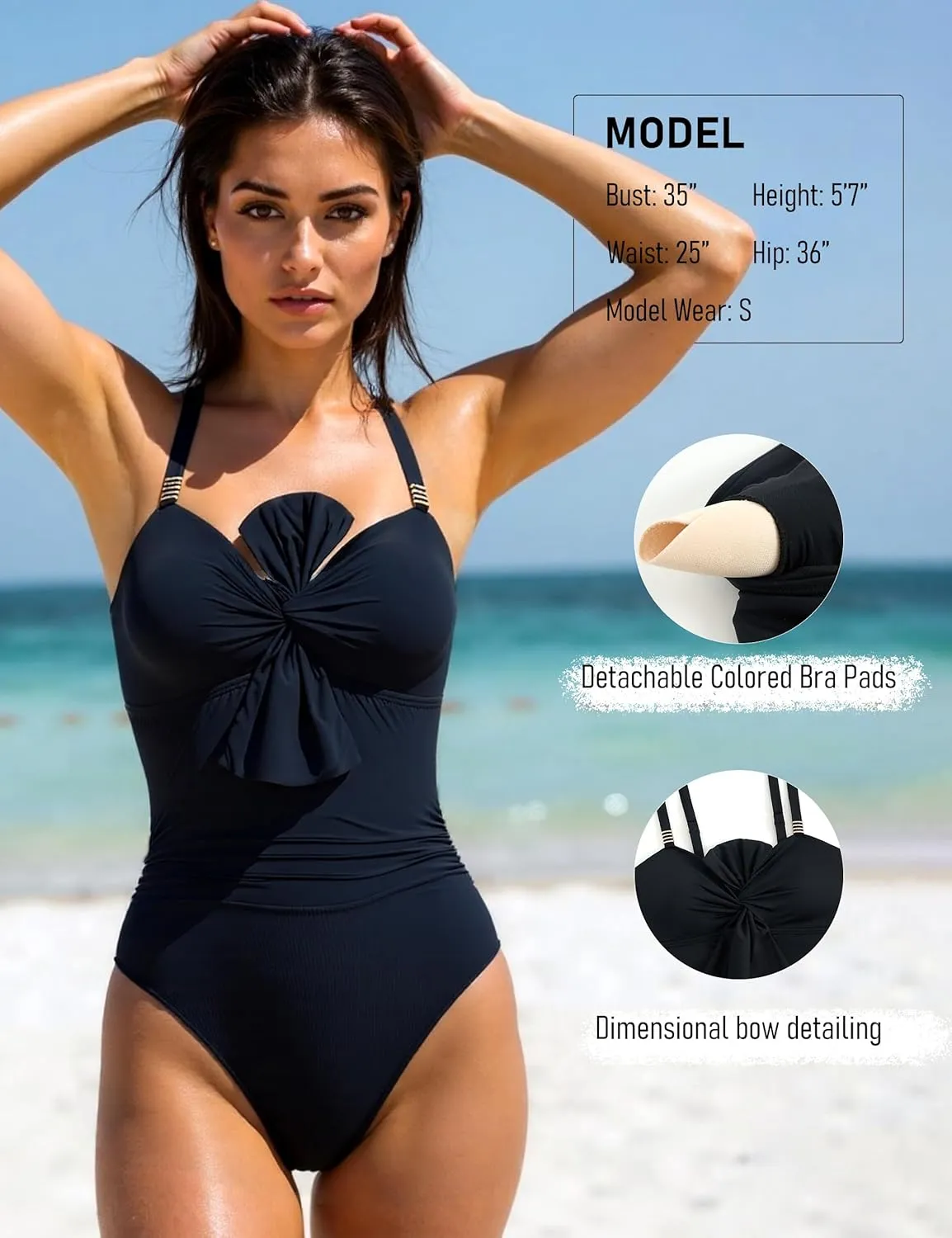 One Piece Swimsuit for Women with Cover Up Set Retro Bathing Suit Tummy Control Knot Swimwear Beach Wrap Skirt