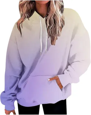 Oversized Hoodies for Women Fashion Gradient Color Long Sleeve Loose Sweatshirts Casual Fall Winter Tops Y2k Clothes