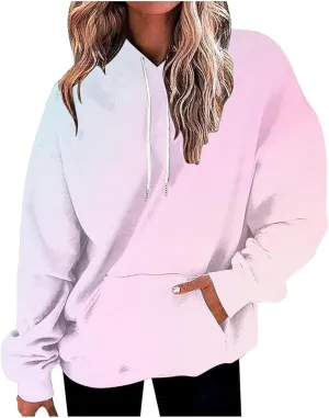 Oversized Hoodies for Women Fashion Gradient Color Long Sleeve Loose Sweatshirts Casual Fall Winter Tops Y2k Clothes
