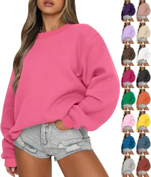 Oversized Sweatshirt for Women Crewneck Cute Sweatshirts Loose Fit Fall Hoodies Drop Shoulder Fleece Pullover