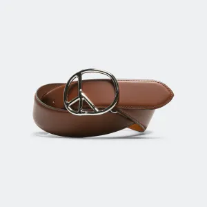 Peace Buckle Belt - Brown Steer Leather