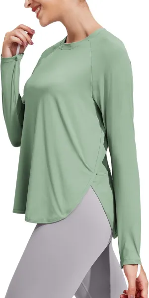 PINSPARK Long Sleeve Workout Tops for Women UPF 50  Sun Shirts UV Protection Hiking Athletic Tops Quick Dry Yoga Shirts