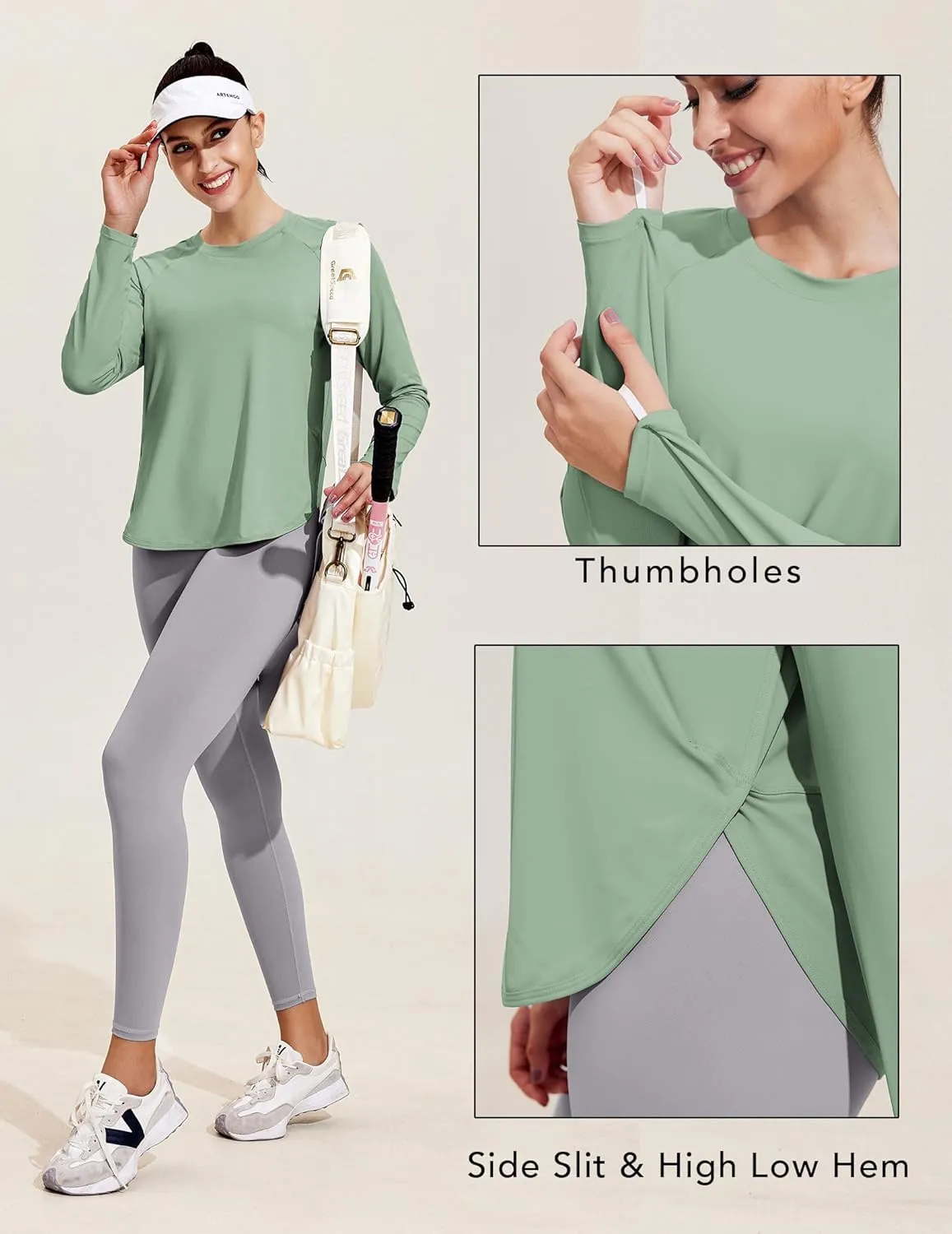 PINSPARK Long Sleeve Workout Tops for Women UPF 50  Sun Shirts UV Protection Hiking Athletic Tops Quick Dry Yoga Shirts