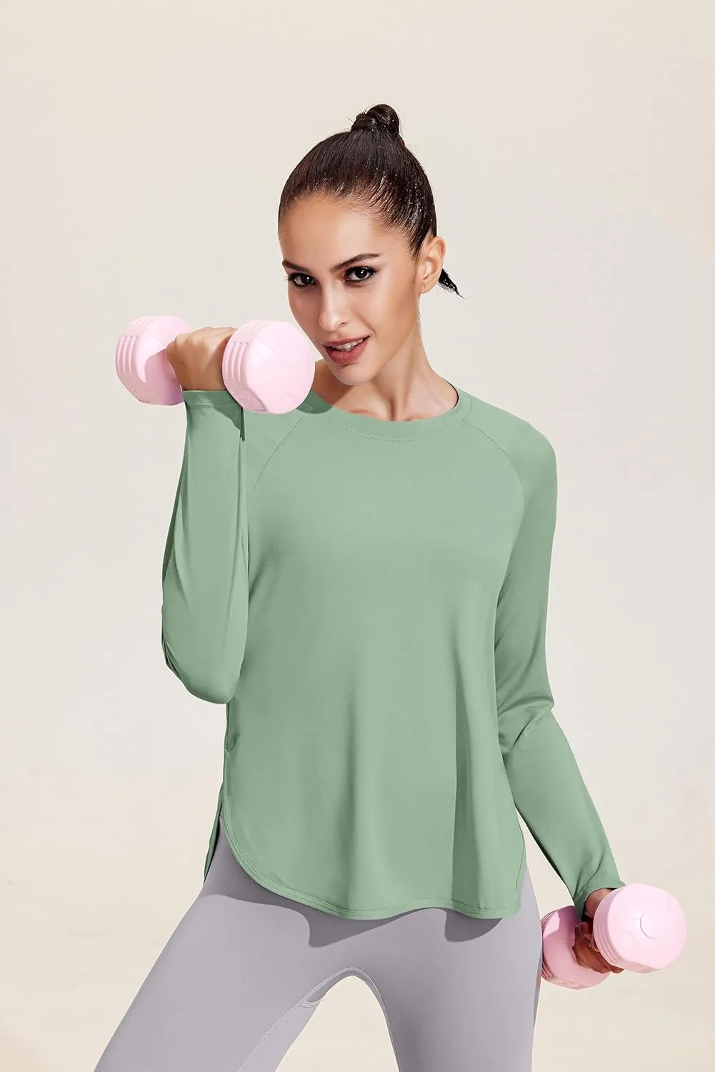 PINSPARK Long Sleeve Workout Tops for Women UPF 50  Sun Shirts UV Protection Hiking Athletic Tops Quick Dry Yoga Shirts