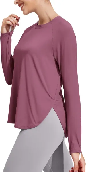 PINSPARK Long Sleeve Workout Tops for Women UPF 50  Sun Shirts UV Protection Hiking Athletic Tops Quick Dry Yoga Shirts