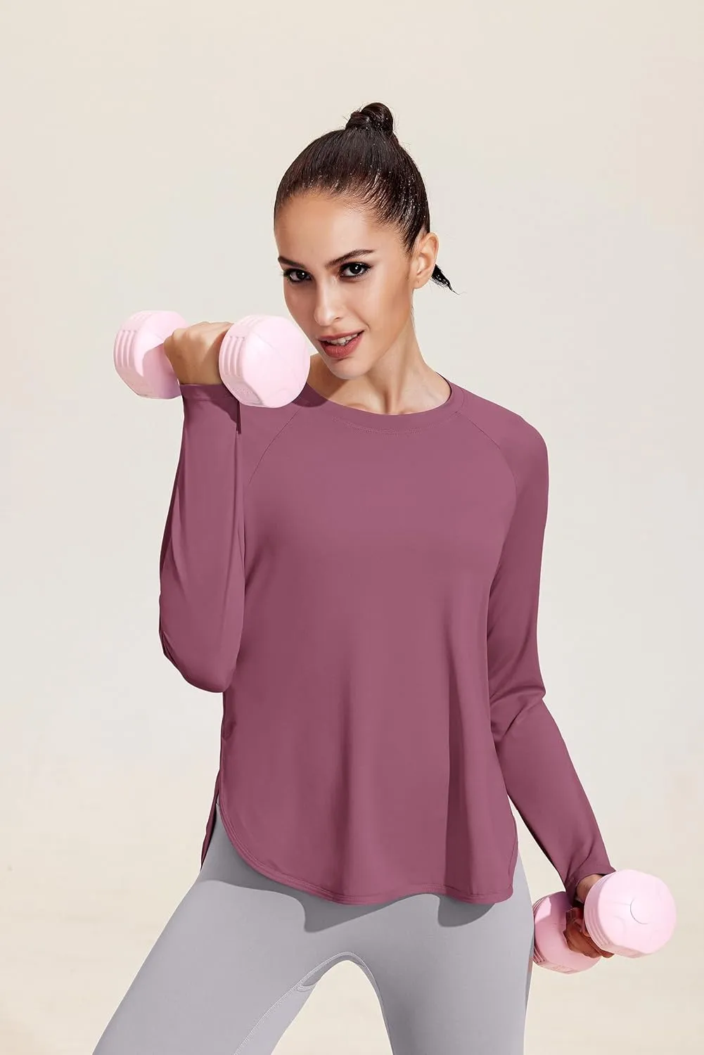 PINSPARK Long Sleeve Workout Tops for Women UPF 50  Sun Shirts UV Protection Hiking Athletic Tops Quick Dry Yoga Shirts