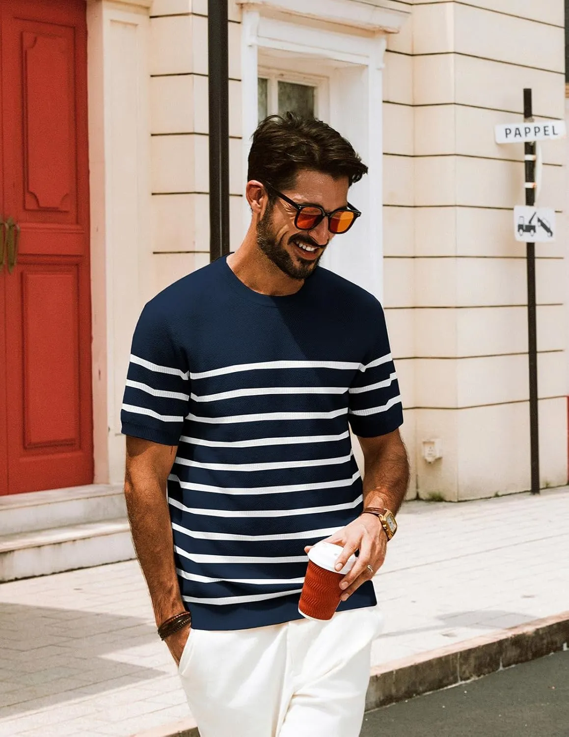 PJ PAUL JONES Mens Casual T-Shirts Classic Short Sleeve Knit Tees Crewneck Solid Tee Shirts