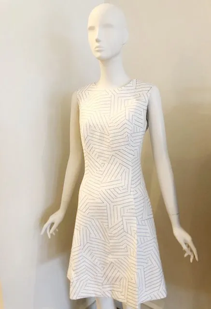 Pleat Front Dress in Abstract Print