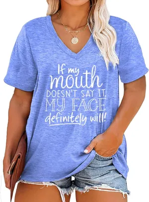 Plus Size Sarcastic Funny Shirts Women V Neck T Shirts Short Sleeve Tshirts Summer Tops