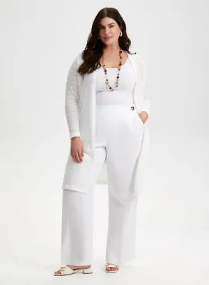 Pointelle Knit Open Front Top