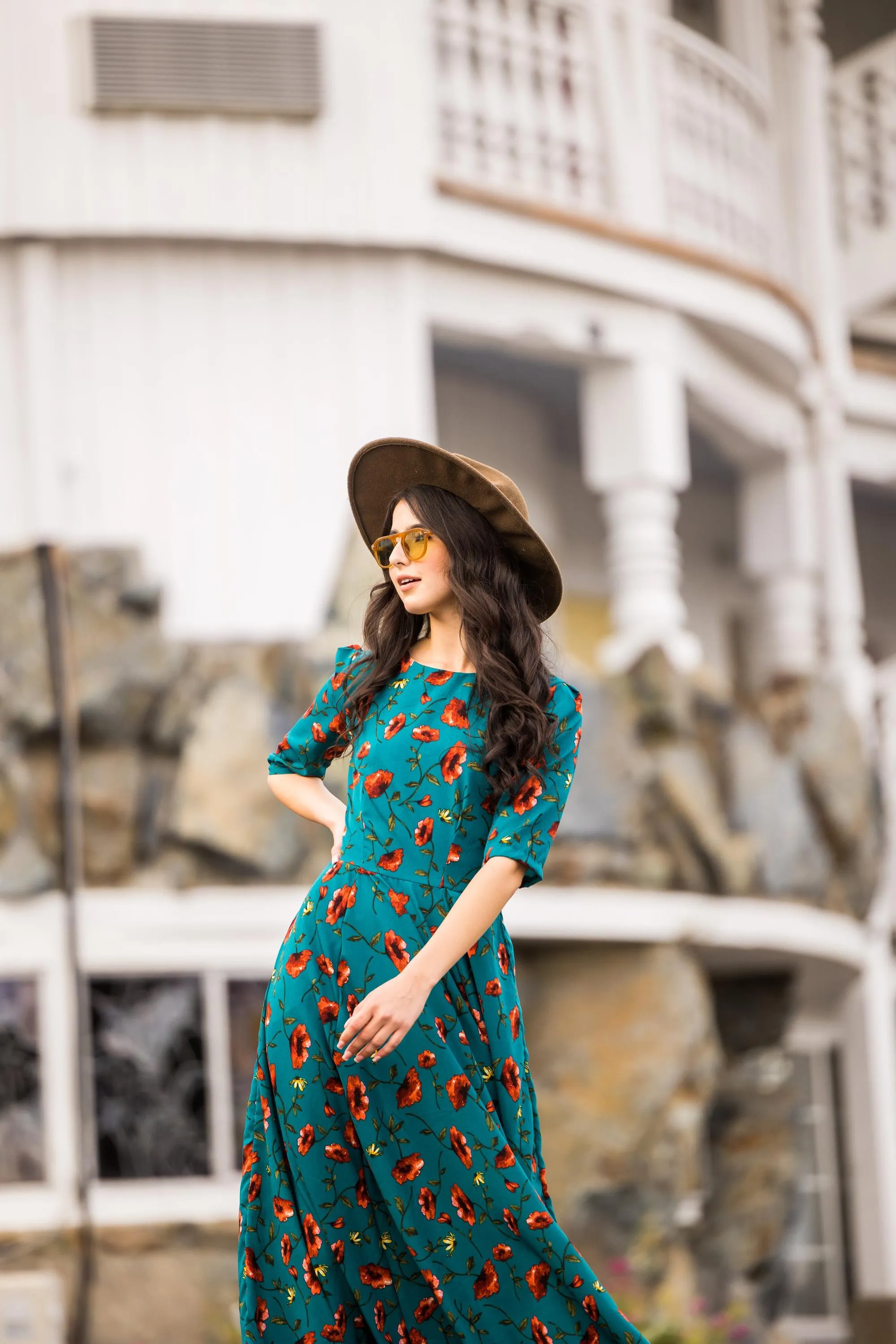 Poppy Blue Fitted Maxi Dress