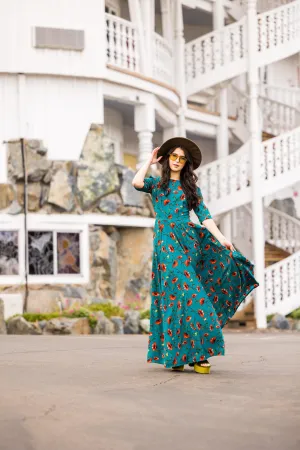 Poppy Blue Fitted Maxi Dress