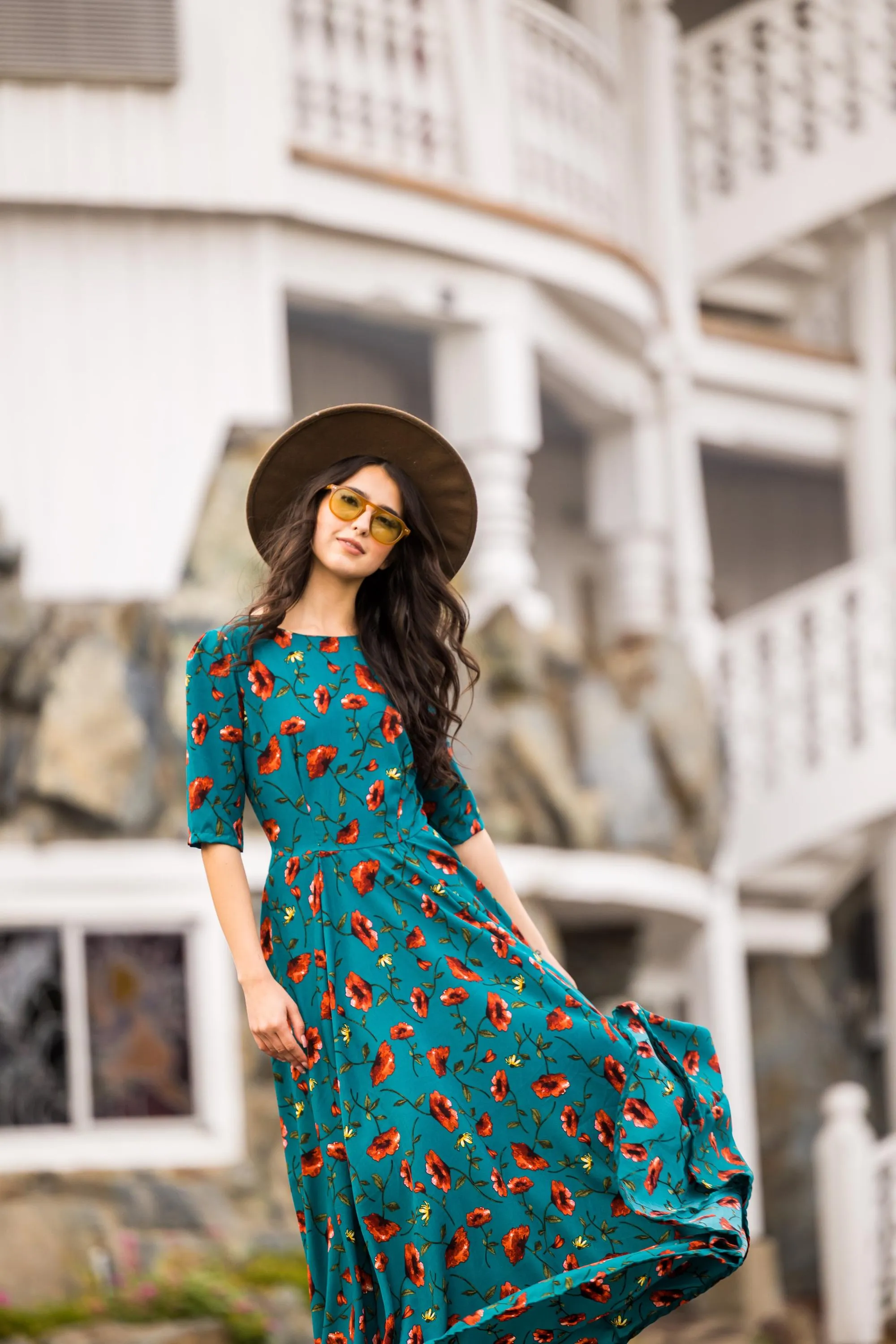 Poppy Blue Fitted Maxi Dress