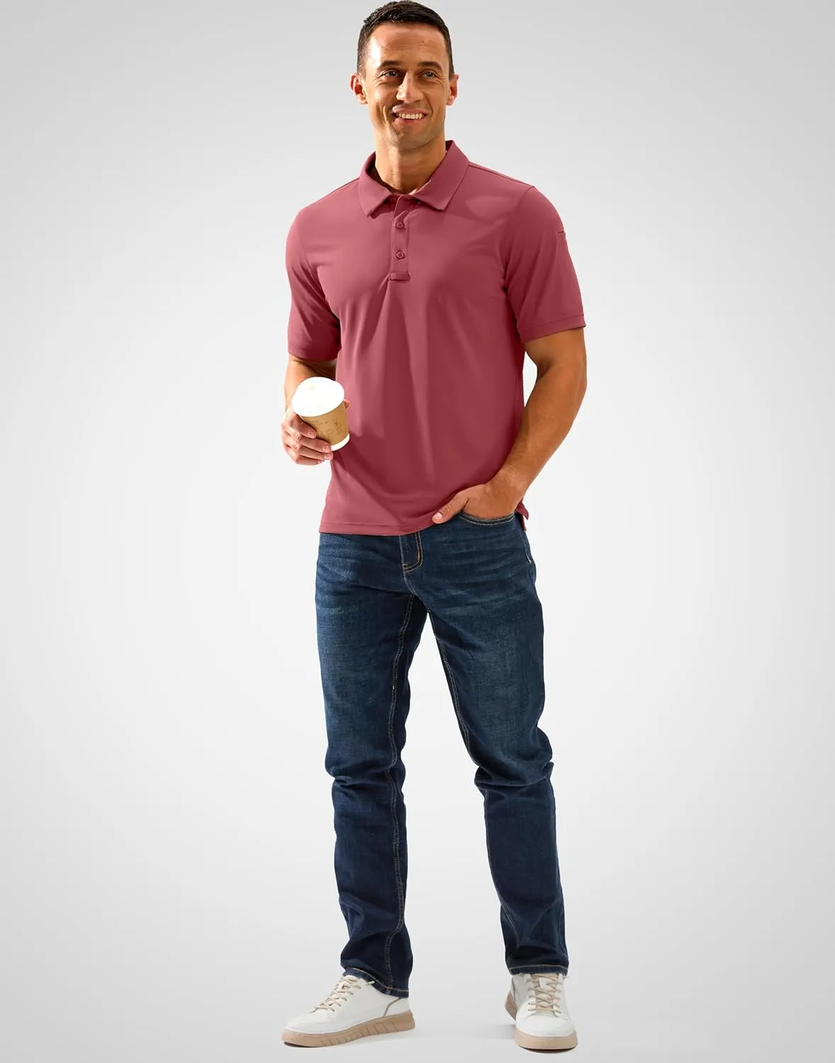 Pudolla Mens Tactical Shirts Short Sleeve Golf Work Polos Moisture Wicking Dry Fit Collared Shirt Lightweight Polo Shirt