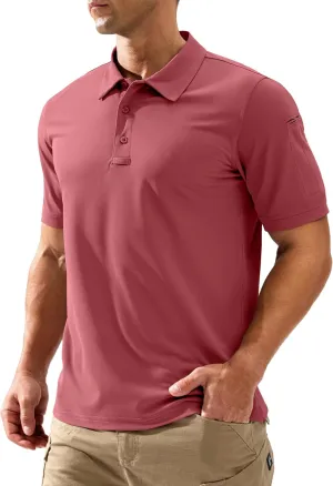 Pudolla Mens Tactical Shirts Short Sleeve Golf Work Polos Moisture Wicking Dry Fit Collared Shirt Lightweight Polo Shirt