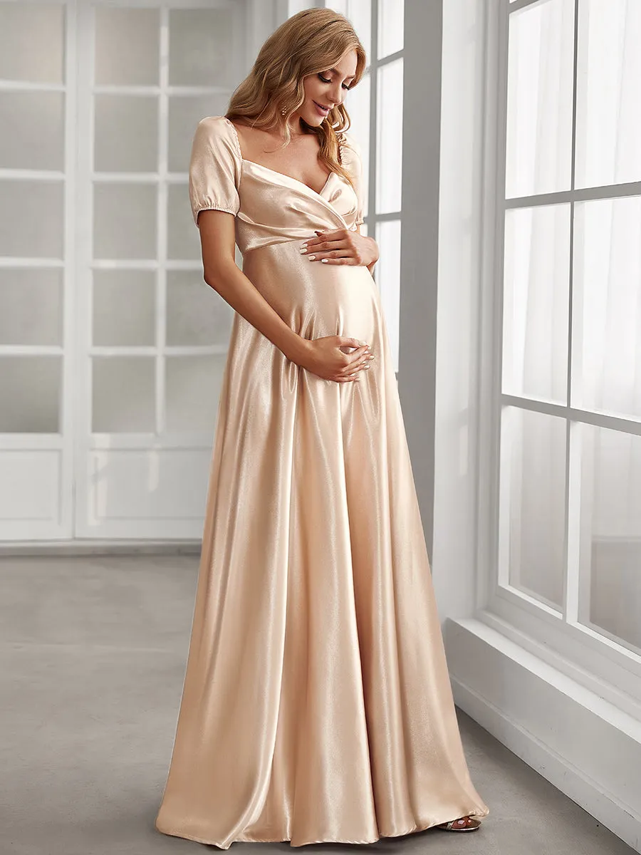 Puff Sleeves V Neck A Line Wholesale Maternity Dresses EY20801
