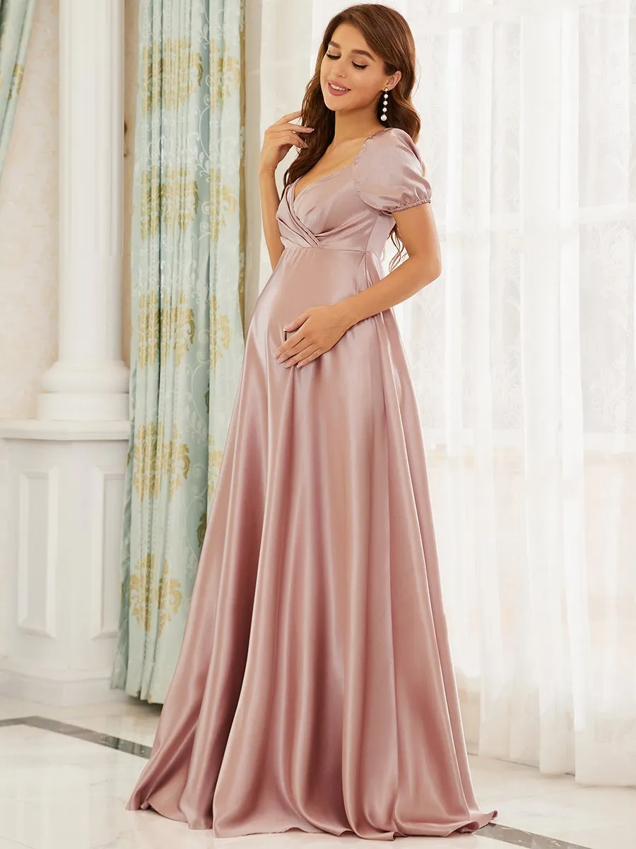 Puff Sleeves V Neck A Line Wholesale Maternity Dresses EY20801