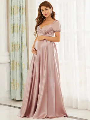 Puff Sleeves V Neck A Line Wholesale Maternity Dresses EY20801