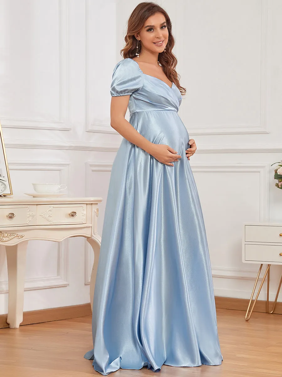 Puff Sleeves V Neck A Line Wholesale Maternity Dresses EY20801